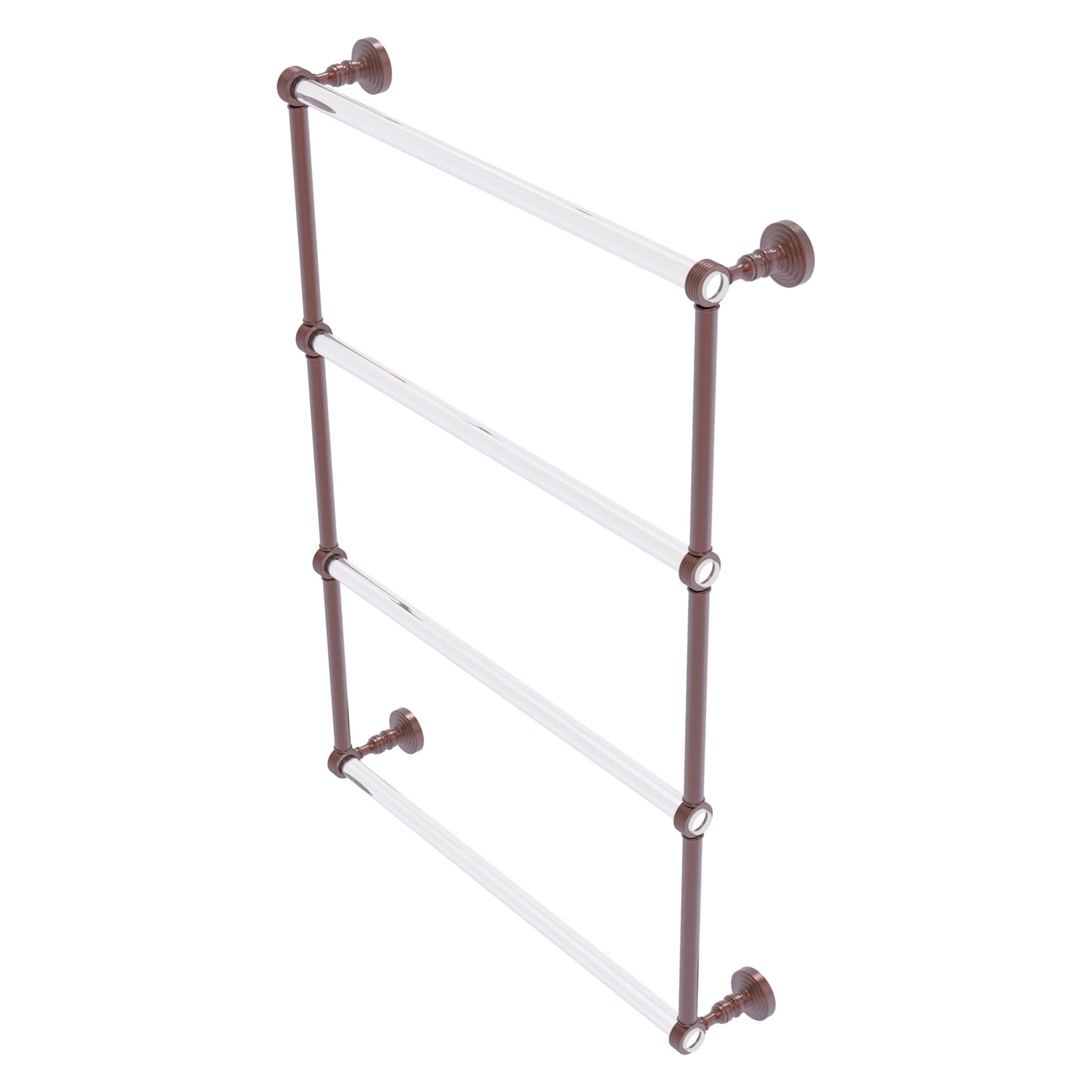 Allied Brass Pacific Grove 26.2" x 4.7" Antique Copper Solid Brass 4-Tier Ladder Towel Bar With Grooved Accents
