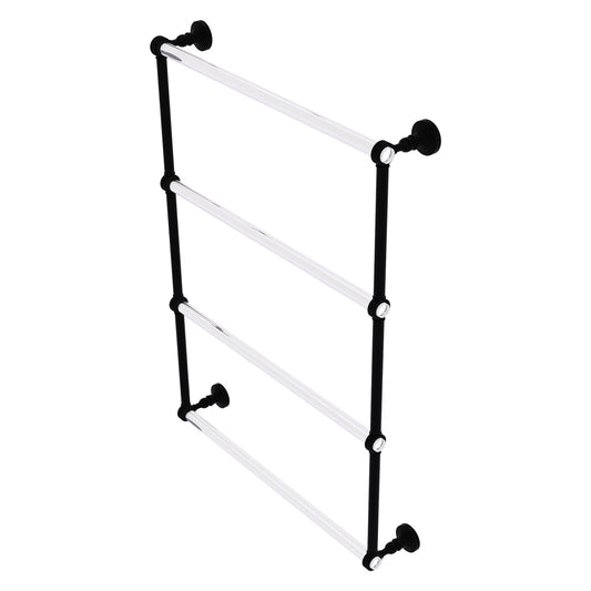 Allied Brass Pacific Grove 26.2" x 4.7" Matte Black Solid Brass 4-Tier Ladder Towel Bar With Grooved Accents
