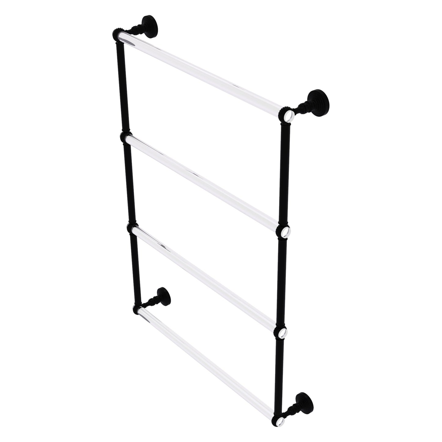 Allied Brass Pacific Grove 26.2" x 4.7" Matte Black Solid Brass 4-Tier Ladder Towel Bar With Twisted Accents