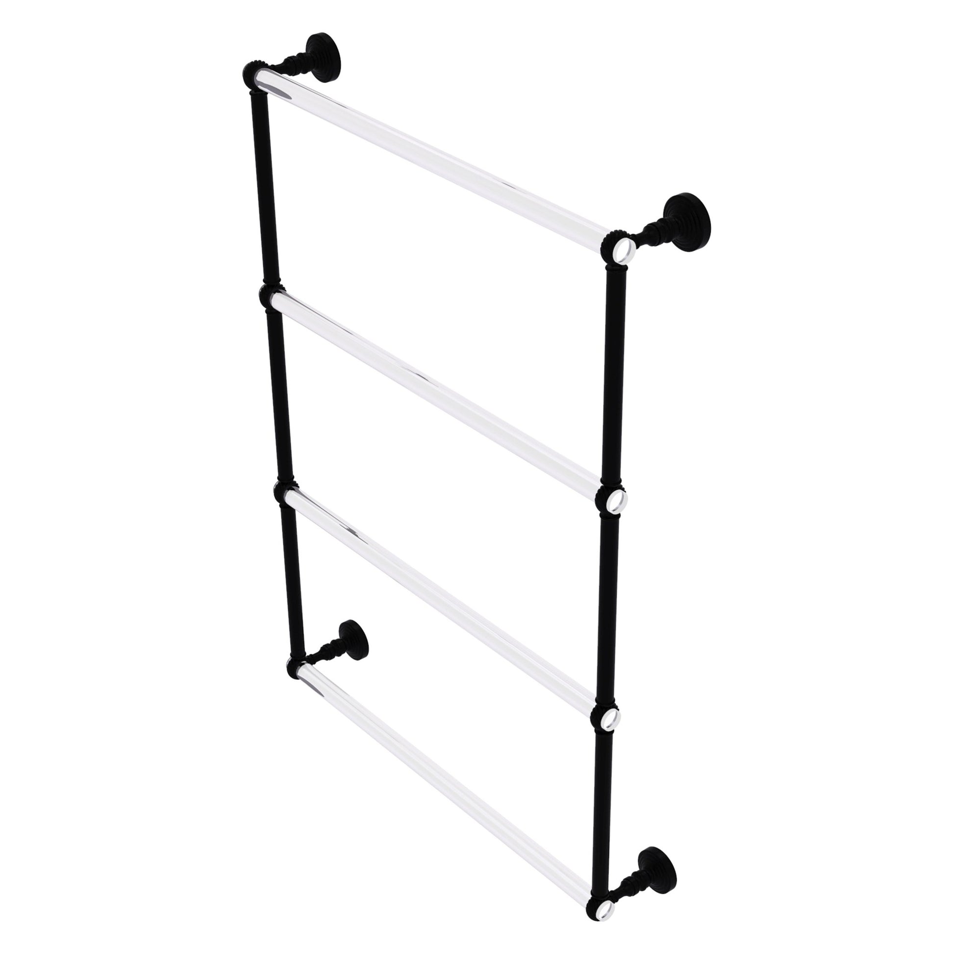 Allied Brass Pacific Grove 26.2" x 4.7" Matte Black Solid Brass 4-Tier Ladder Towel Bar With Twisted Accents