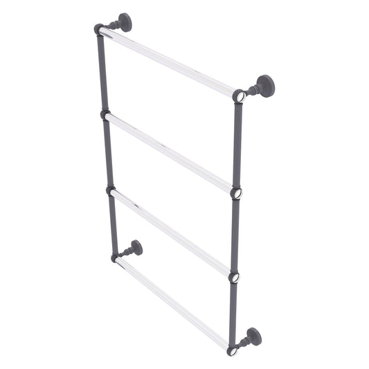 Allied Brass Pacific Grove 26.2" x 4.7" Matte Gray Solid Brass 4-Tier Ladder Towel Bar With Twisted Accents