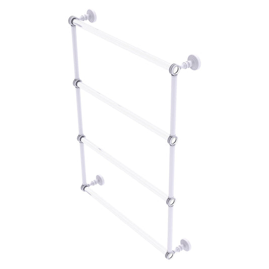 Allied Brass Pacific Grove 26.2" x 4.7" Matte White Solid Brass 4-Tier Ladder Towel Bar With Dotted Accents