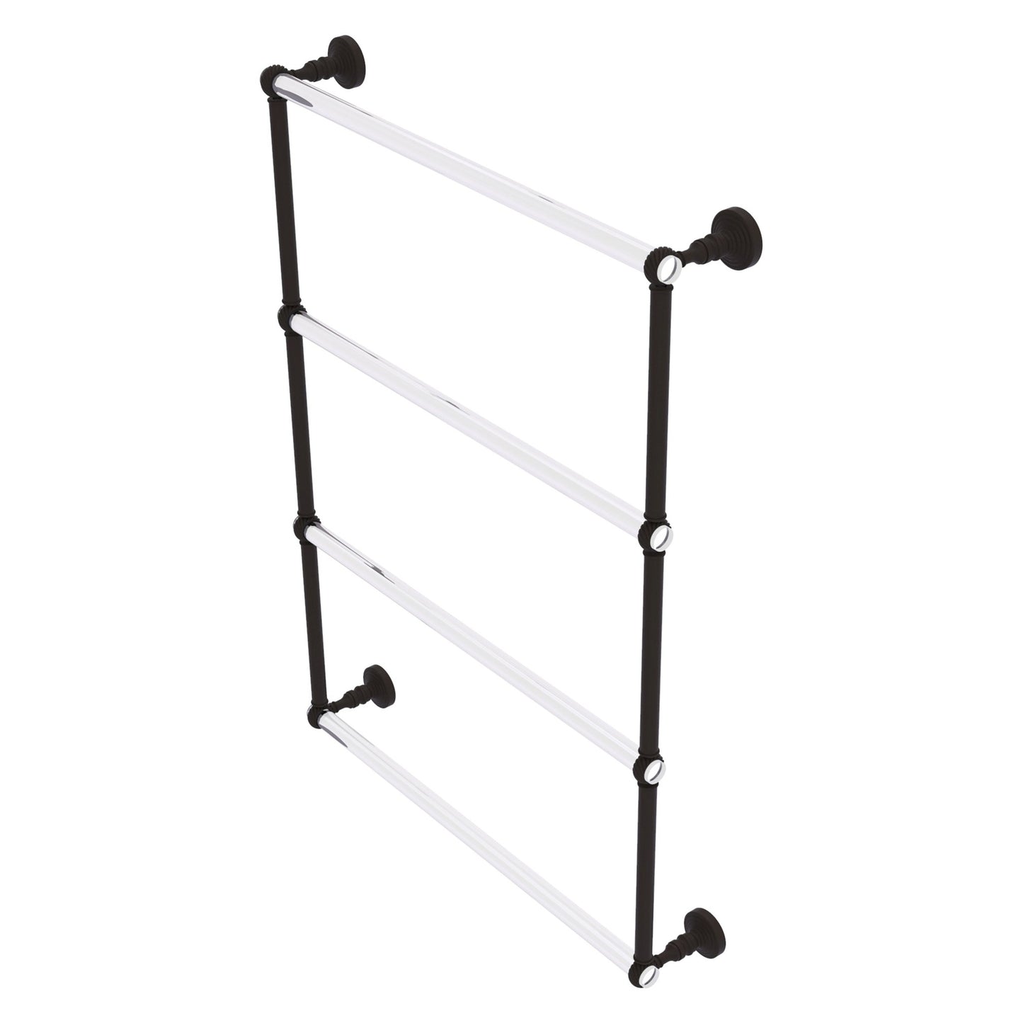 Allied Brass Pacific Grove 26.2" x 4.7" Oil Rubbed Bronze Solid Brass 4-Tier Ladder Towel Bar With Twisted Accents