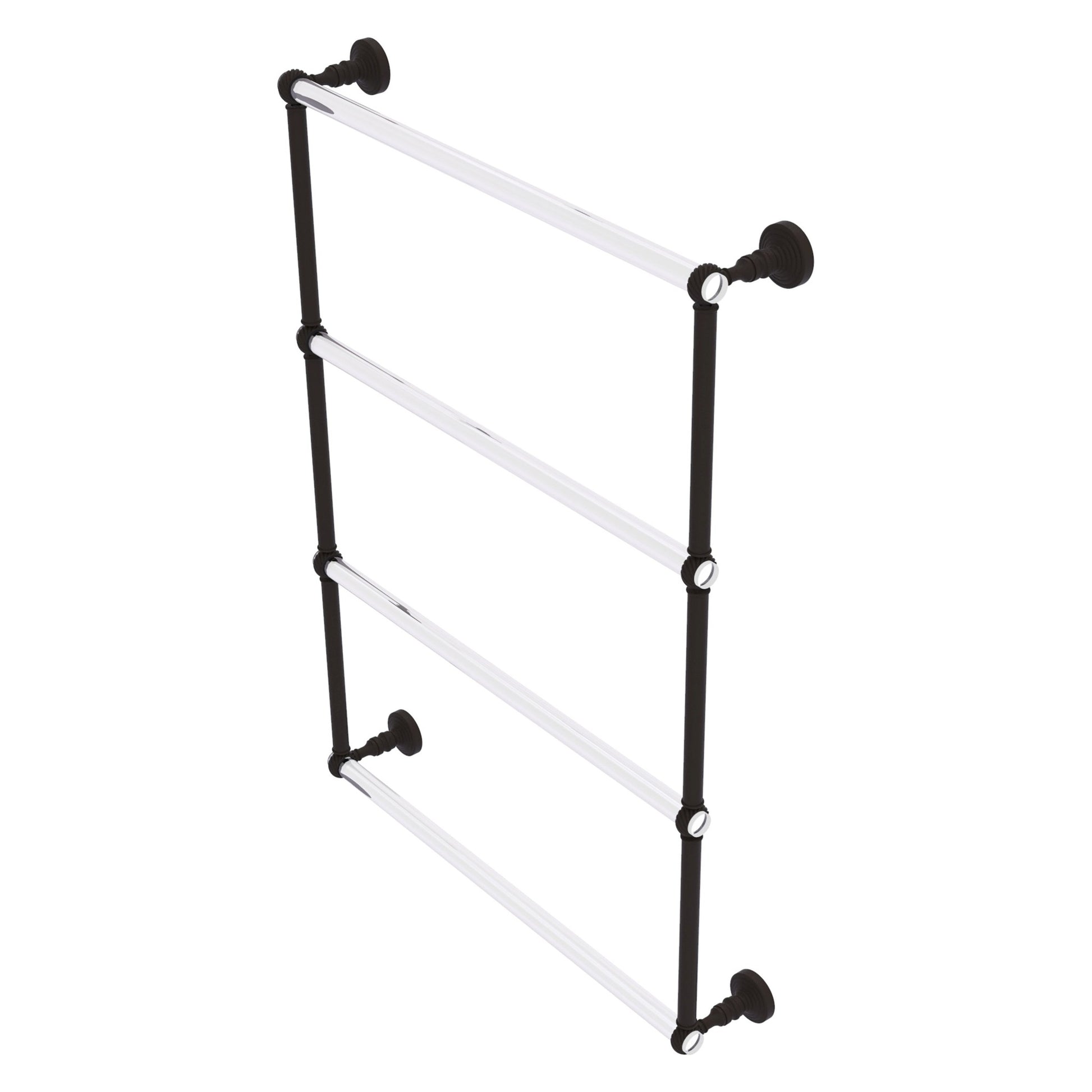 Allied Brass Pacific Grove 26.2" x 4.7" Oil Rubbed Bronze Solid Brass 4-Tier Ladder Towel Bar With Twisted Accents