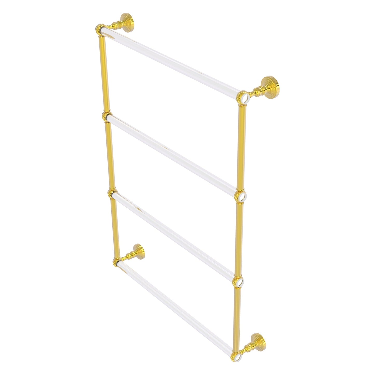 Allied Brass Pacific Grove 26.2" x 4.7" Polished Brass Solid Brass 4-Tier Ladder Towel Bar With Twisted Accents