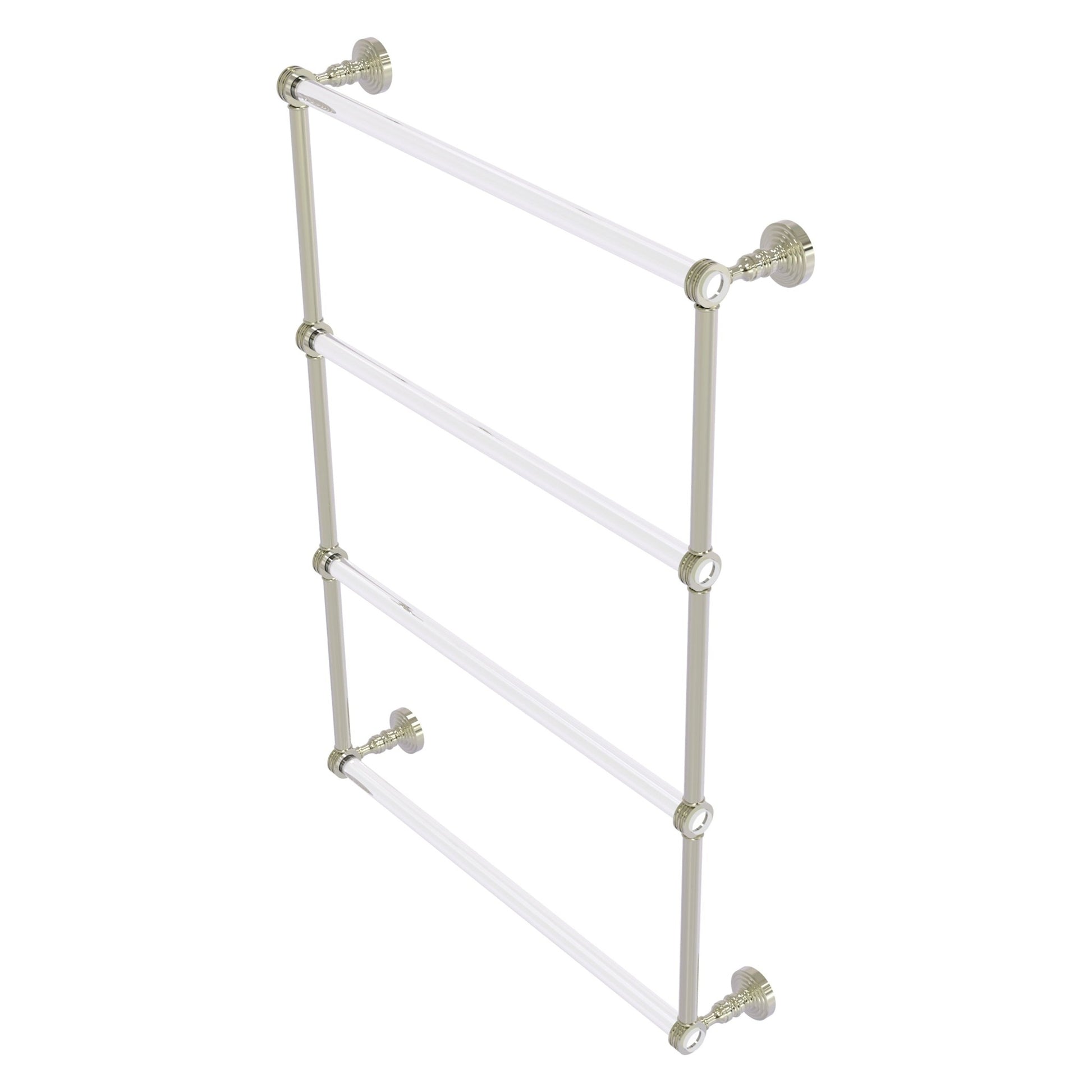 Allied Brass Pacific Grove 26.2" x 4.7" Polished Nickel Solid Brass 4-Tier Ladder Towel Bar With Dotted Accents