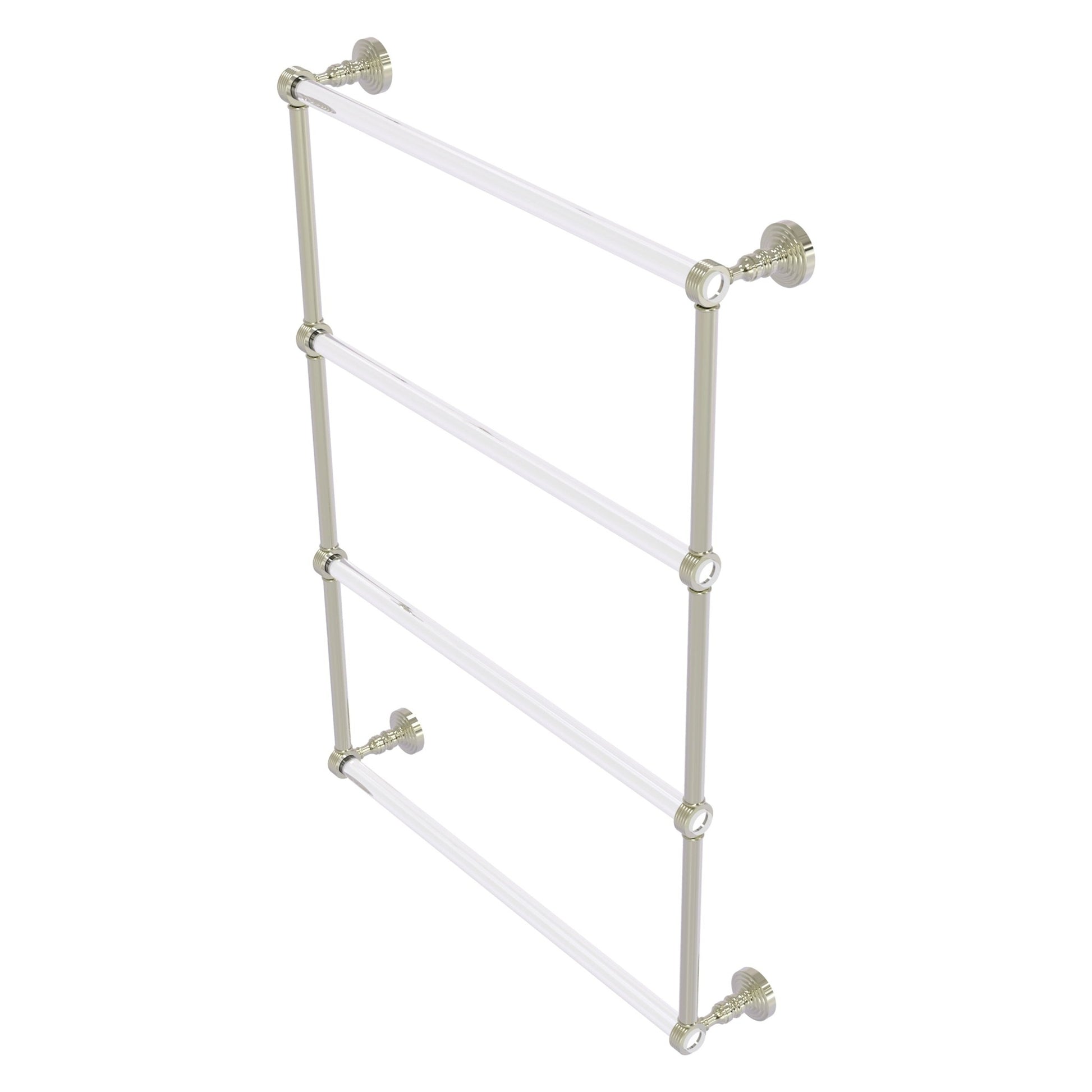 Allied Brass Pacific Grove 26.2" x 4.7" Polished Nickel Solid Brass 4-Tier Ladder Towel Bar With Grooved Accents