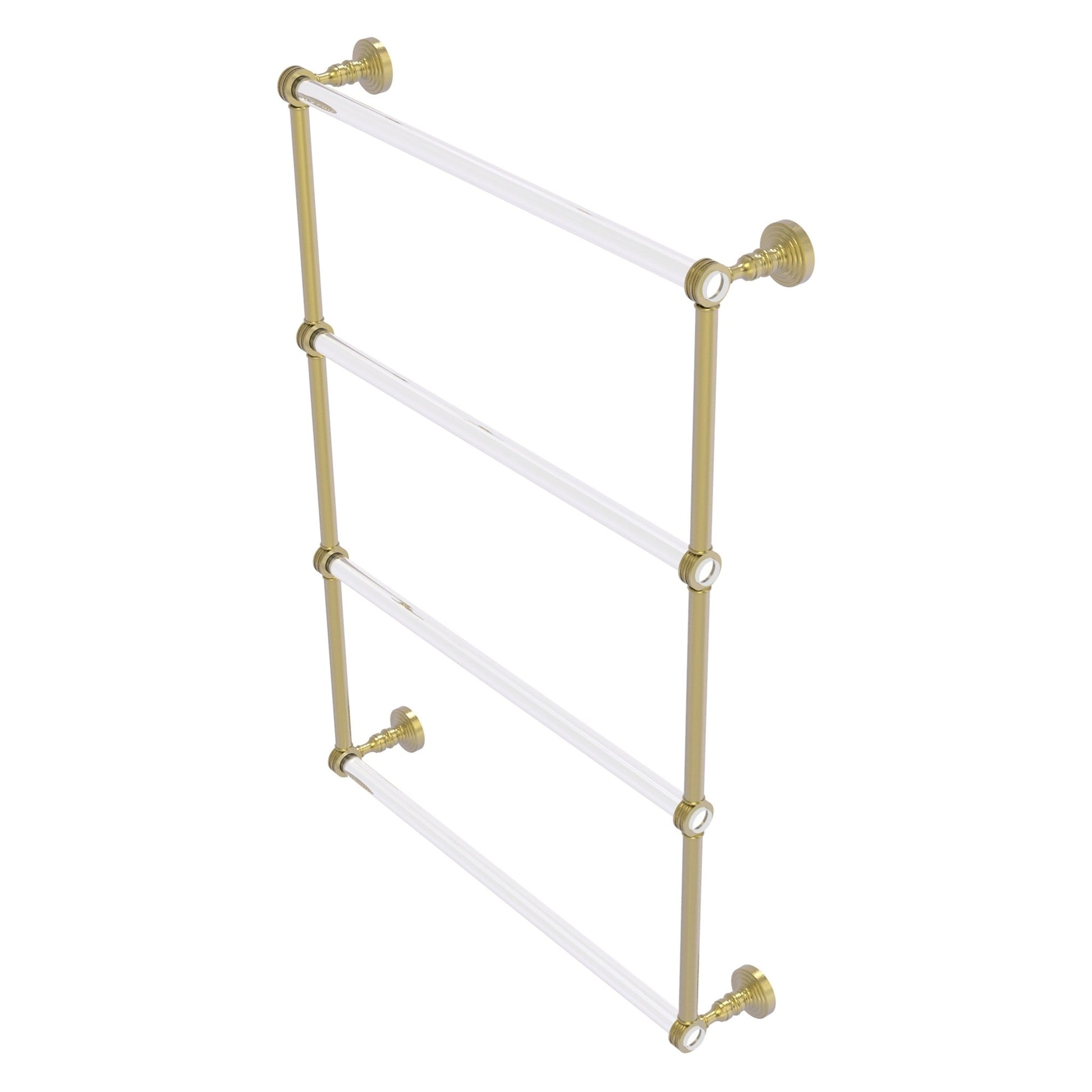 Allied Brass Pacific Grove 26.2" x 4.7" Satin Brass Solid Brass 4-Tier Ladder Towel Bar With Dotted Accents