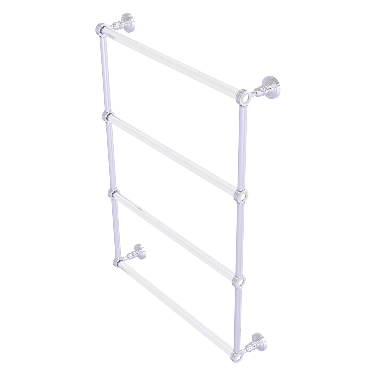Allied Brass Pacific Grove 26.2" x 4.7" Satin Chrome Solid Brass 4-Tier Ladder Towel Bar With Dotted Accents