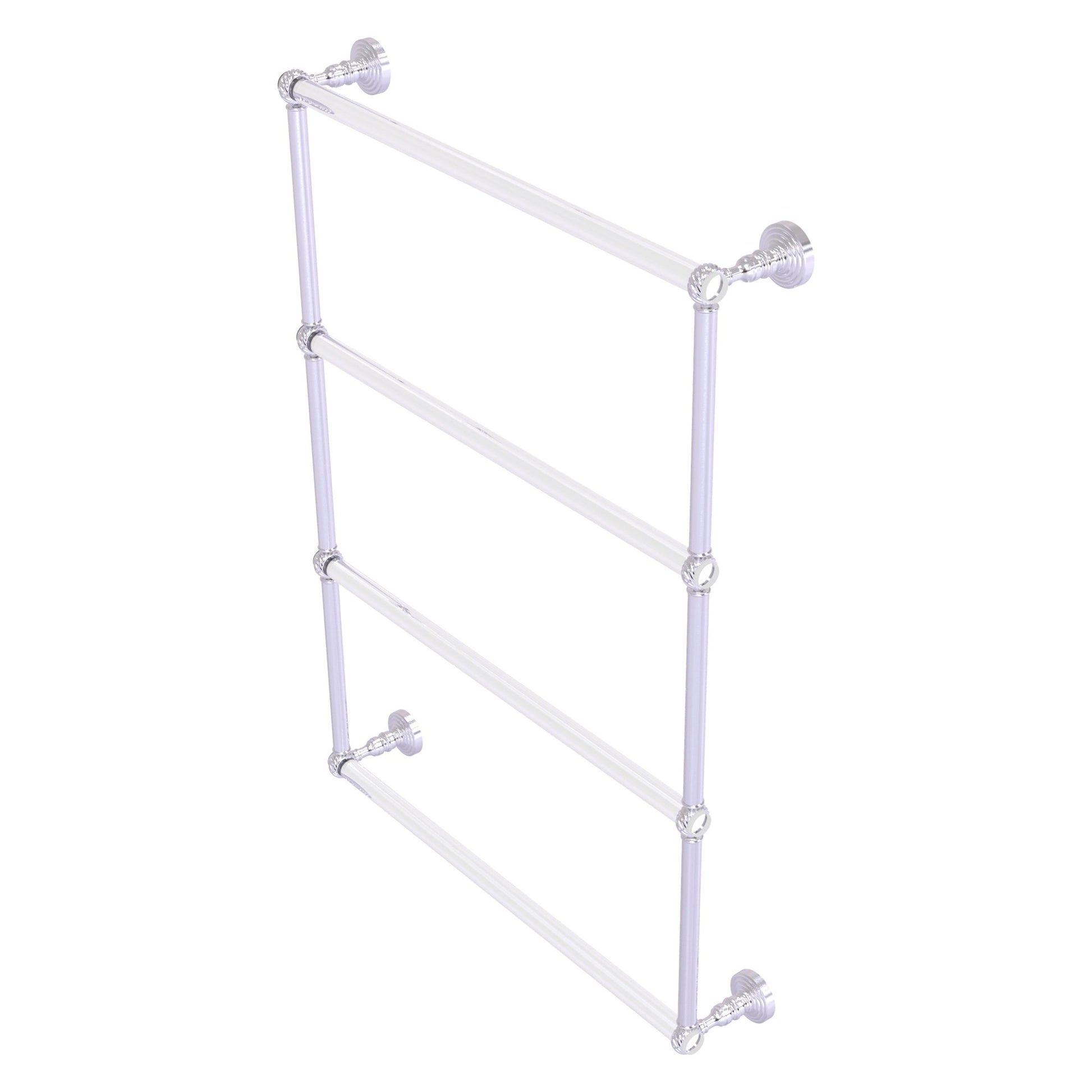 Allied Brass Pacific Grove 26.2" x 4.7" Satin Chrome Solid Brass 4-Tier Ladder Towel Bar With Twisted Accents