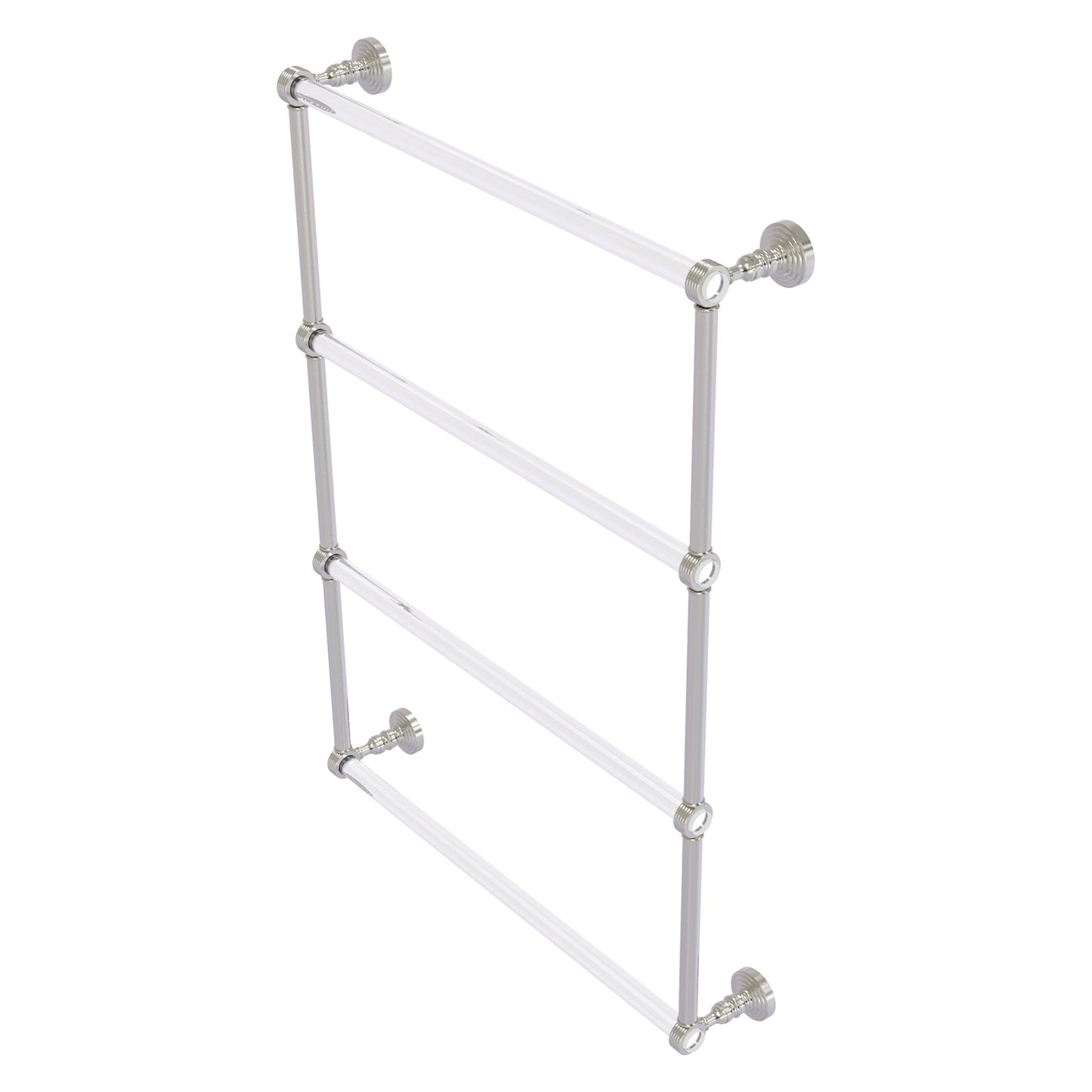 Allied Brass Pacific Grove 26.2" x 4.7" Satin Nickel Solid Brass 4-Tier Ladder Towel Bar With Grooved Accents