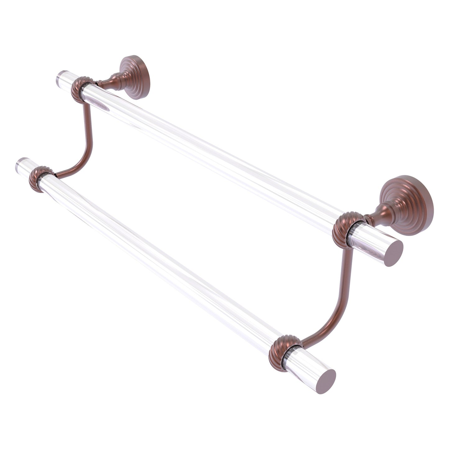 Allied Brass Pacific Grove 28" x 5.3" Antique Copper Solid Brass 24-Inch Double Towel Bar With Twisted Accents