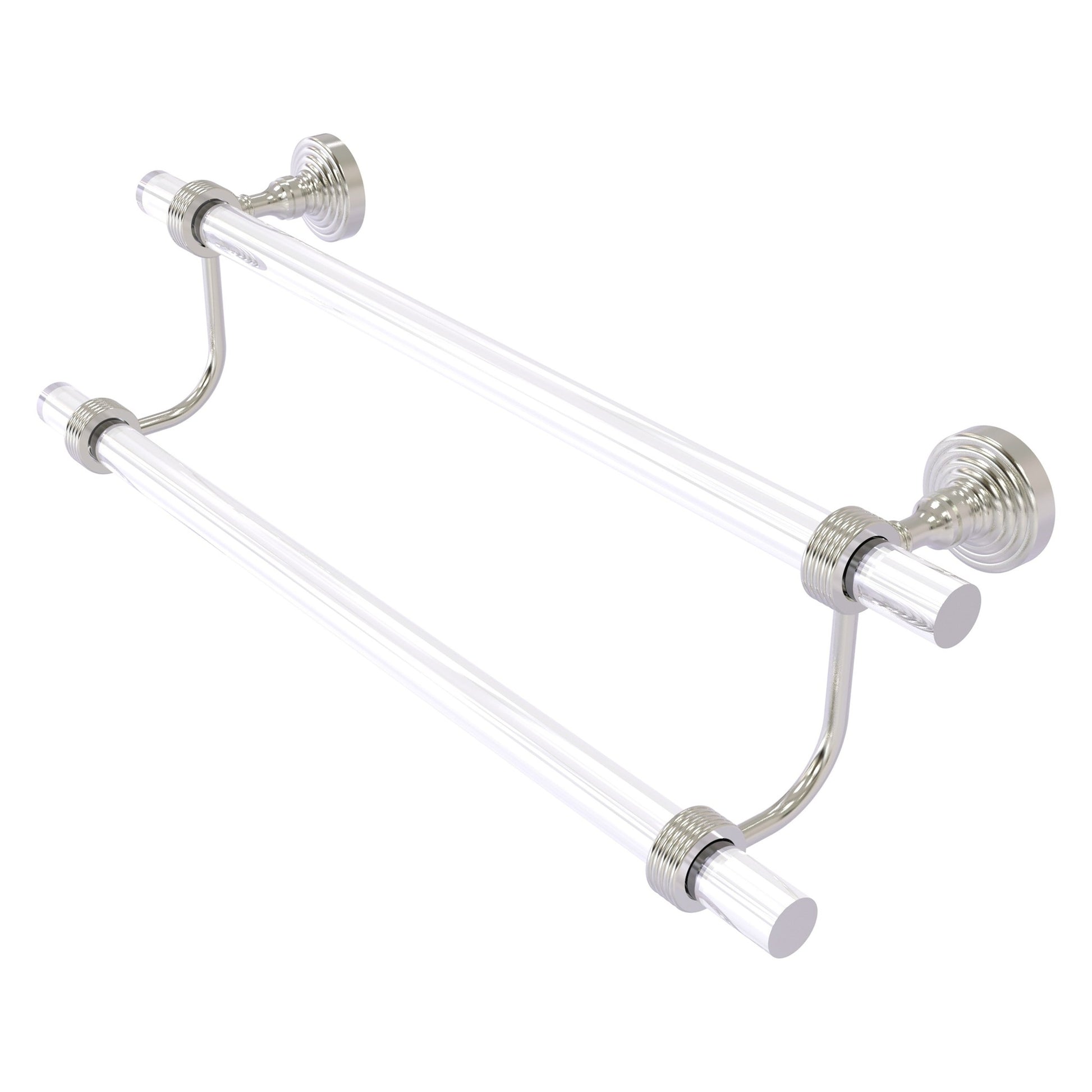 Allied Brass Pacific Grove 28" x 5.3" Satin Nickel Solid Brass 24-Inch Double Towel Bar With Grooved Accents