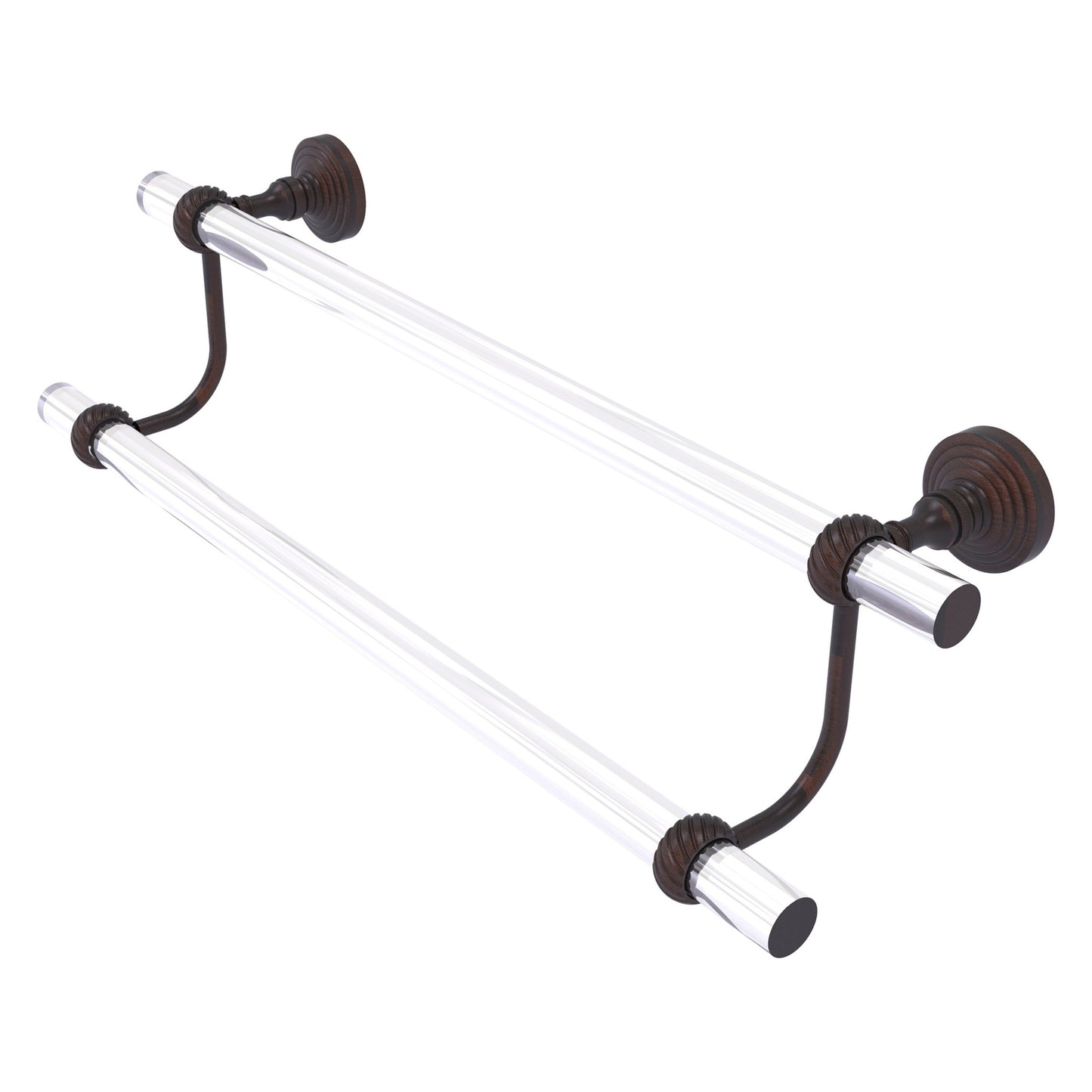 Allied Brass Pacific Grove 28" x 5.3" Venetian Bronze Solid Brass 24-Inch Double Towel Bar With Twisted Accents