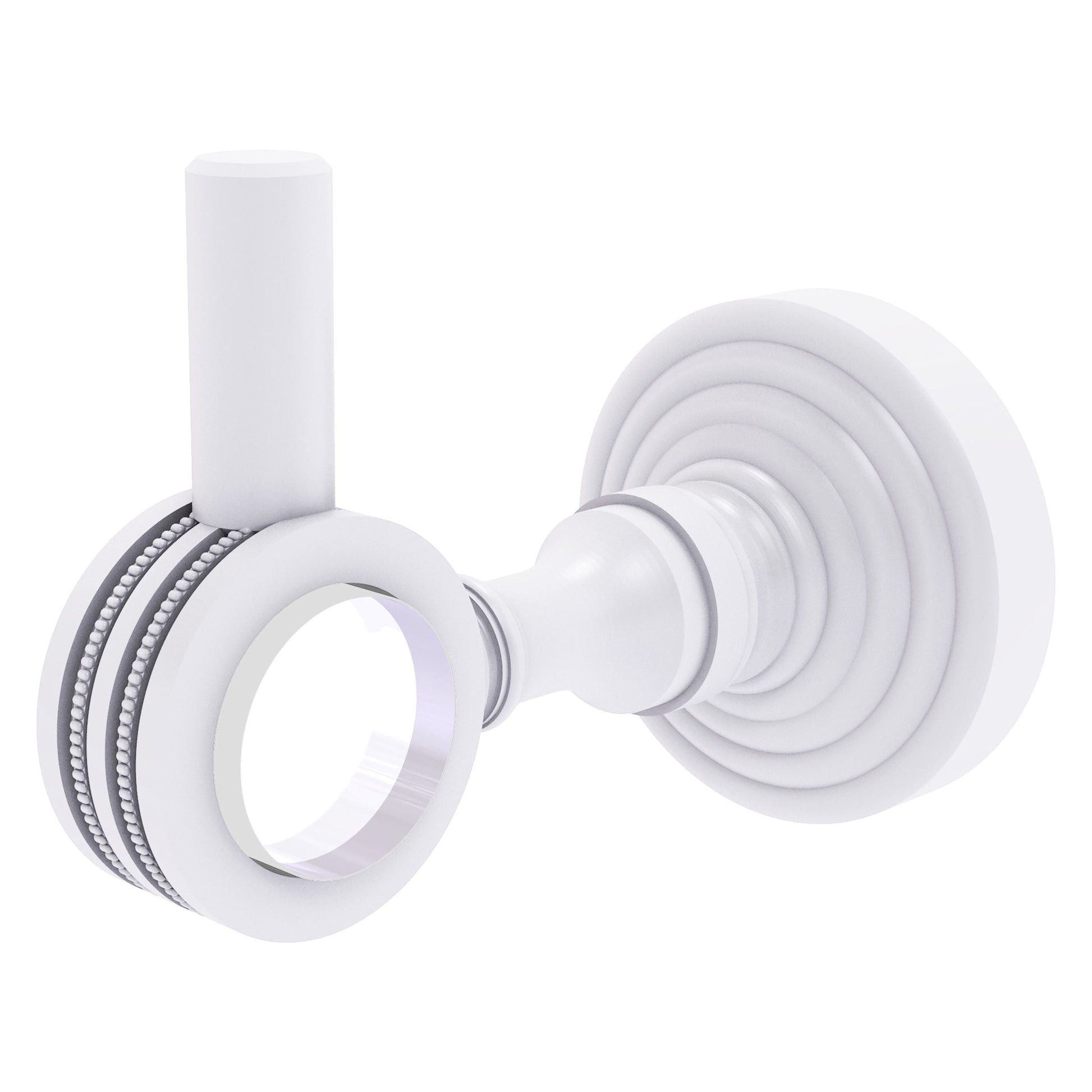 Allied Brass Pacific Grove 2.24" x 3.98" Matte White Solid Brass Robe Hook With Dotted Accents