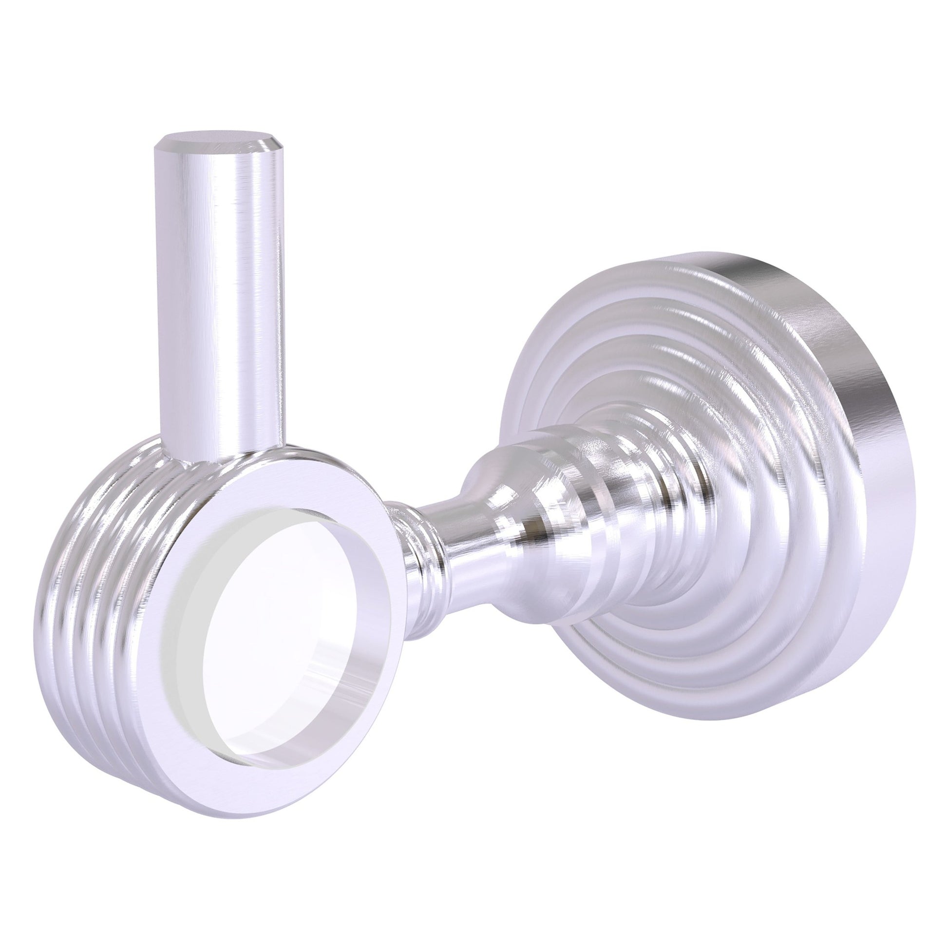 Allied Brass Pacific Grove 2.24" x 3.98" Satin Chrome Solid Brass Robe Hook With Grooved Accents