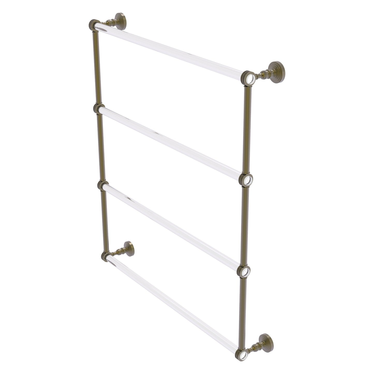 Allied Brass Pacific Grove 32.2" x 4.7" Antique Brass Solid Brass 4-Tier Ladder Towel Bar With Dotted Accents