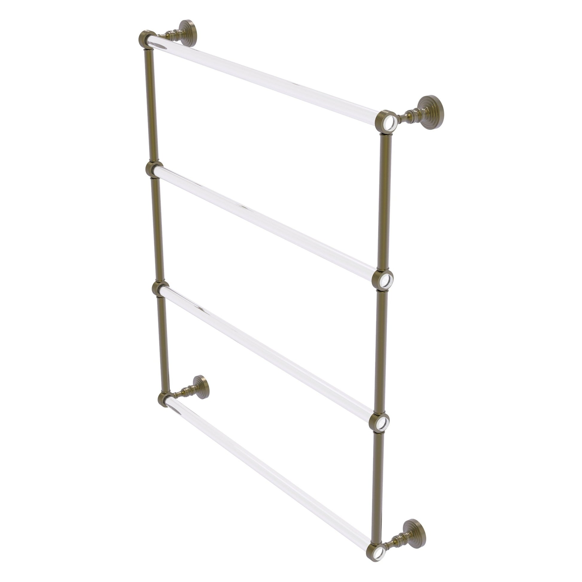 Allied Brass Pacific Grove 32.2" x 4.7" Antique Brass Solid Brass 4-Tier Ladder Towel Bar With Grooved Accents