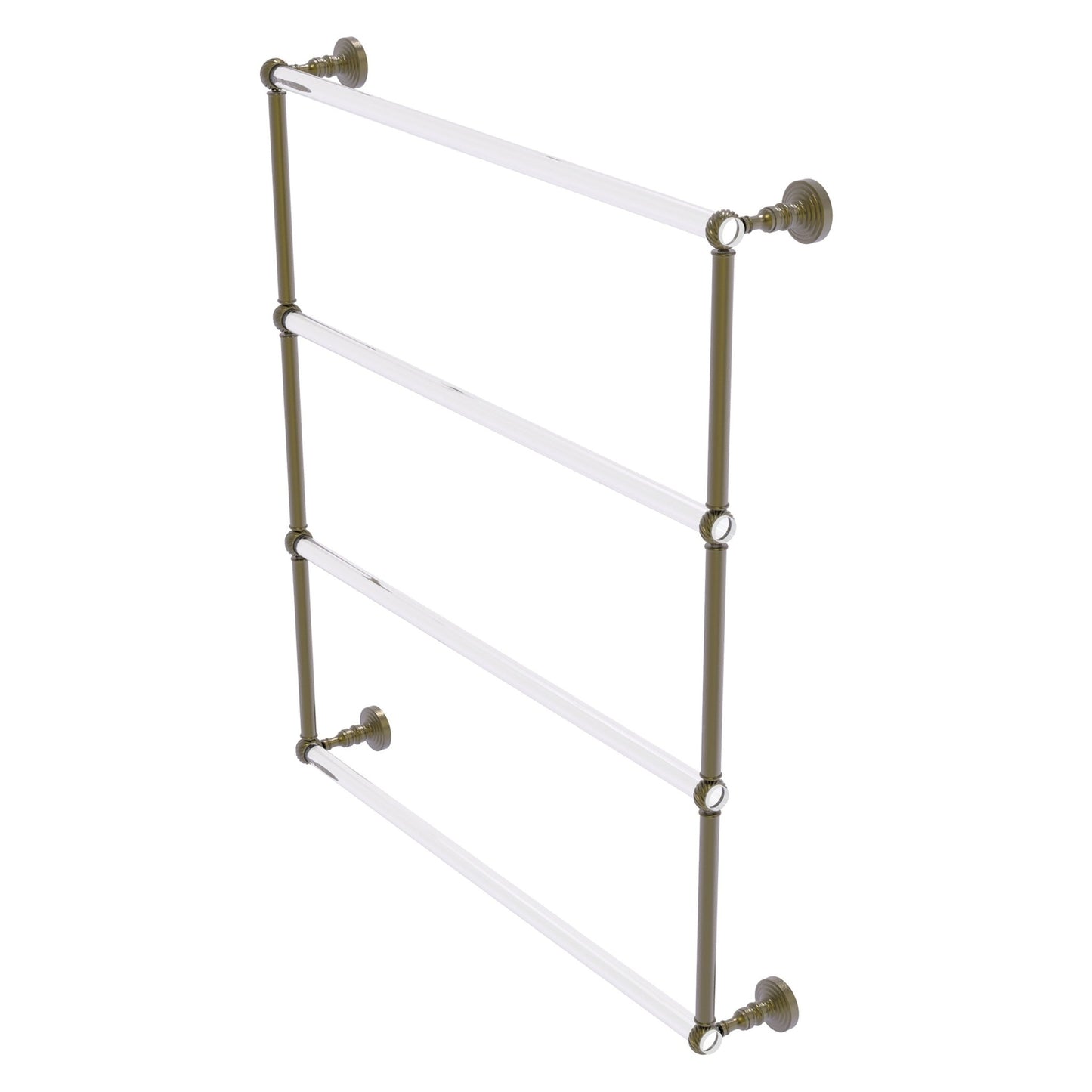 Allied Brass Pacific Grove 32.2" x 4.7" Antique Brass Solid Brass 4-Tier Ladder Towel Bar With Twisted Accents