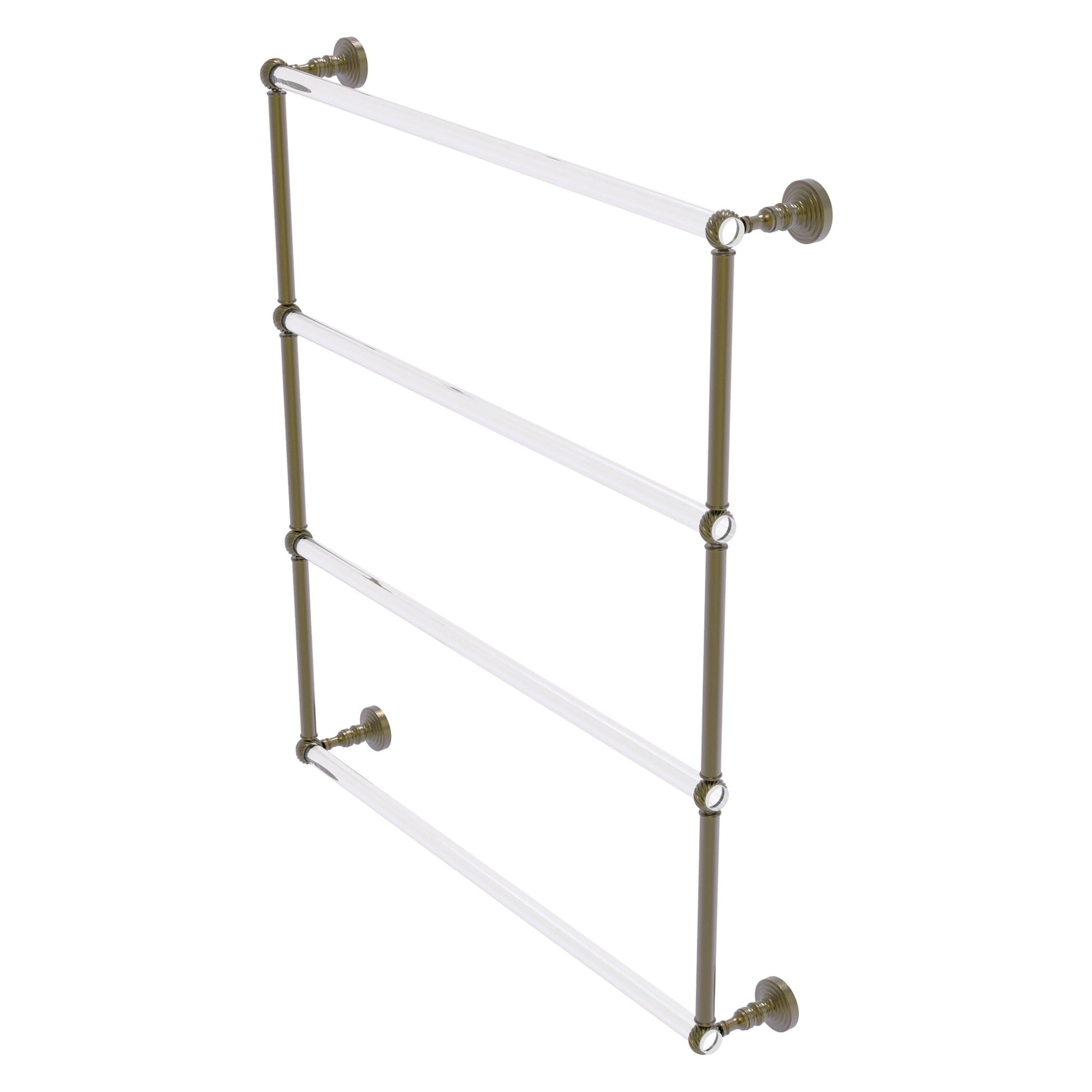 Allied Brass Pacific Grove 32.2" x 4.7" Antique Brass Solid Brass 4-Tier Ladder Towel Bar With Twisted Accents