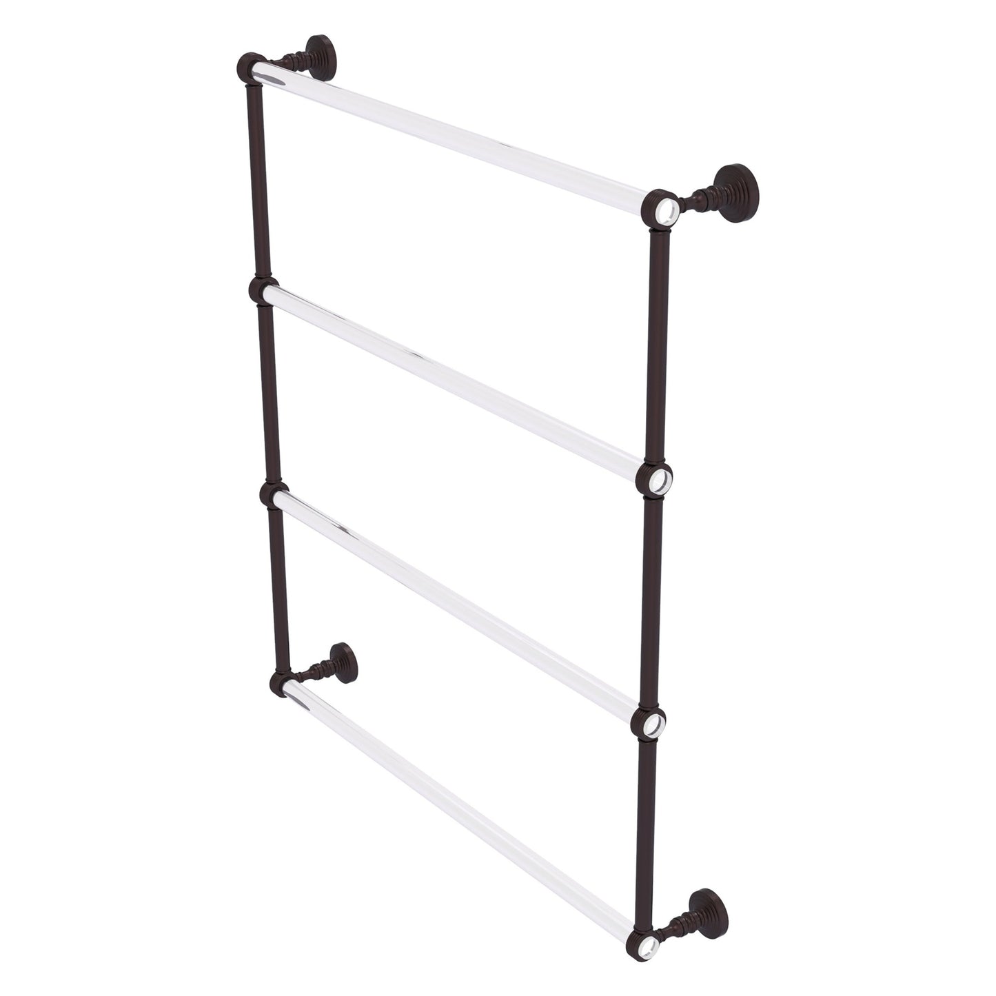 Allied Brass Pacific Grove 32.2" x 4.7" Antique Bronze Solid Brass 4-Tier Ladder Towel Bar With Grooved Accents