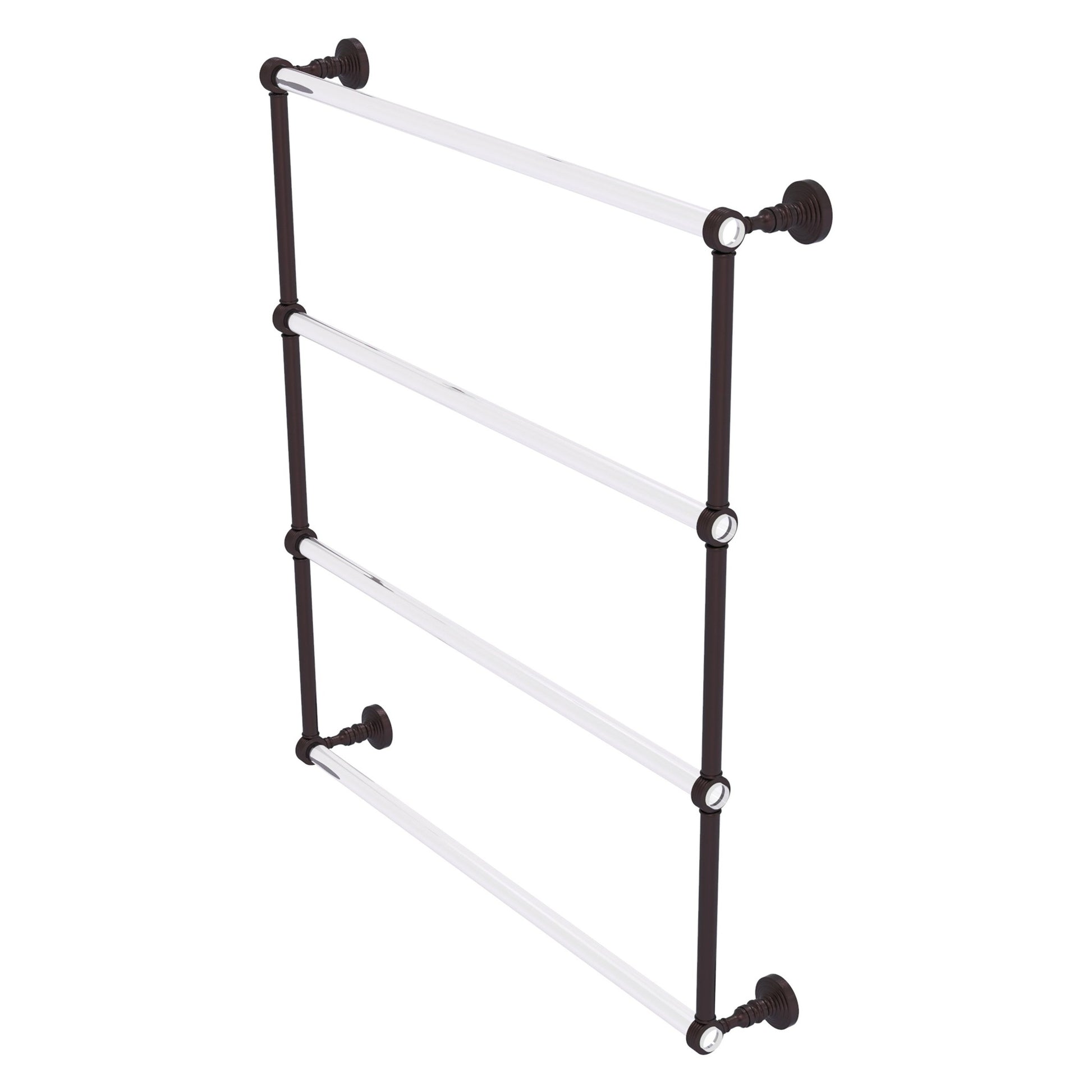 Allied Brass Pacific Grove 32.2" x 4.7" Antique Bronze Solid Brass 4-Tier Ladder Towel Bar With Grooved Accents