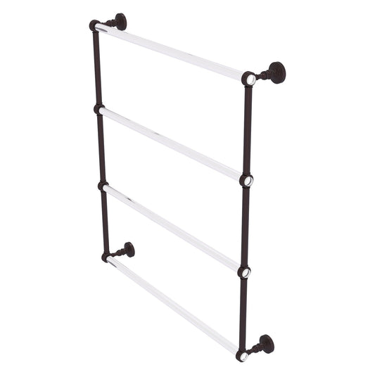 Allied Brass Pacific Grove 32.2" x 4.7" Antique Bronze Solid Brass 4-Tier Ladder Towel Bar With Grooved Accents