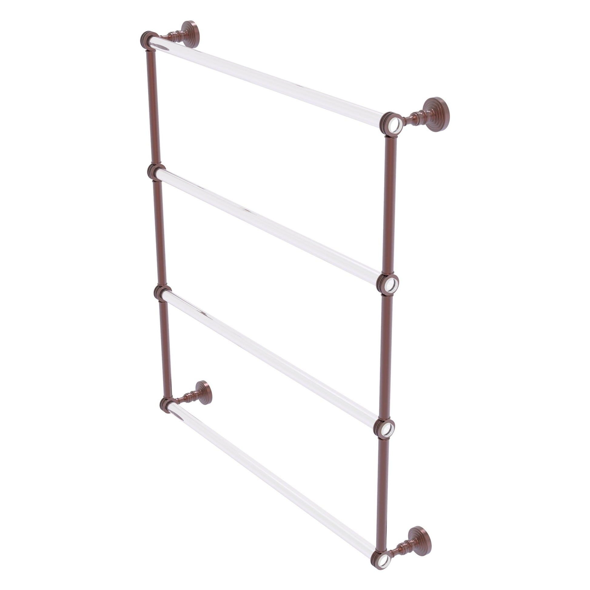 Allied Brass Pacific Grove 32.2" x 4.7" Antique Copper Solid Brass 4-Tier Ladder Towel Bar With Dotted Accents