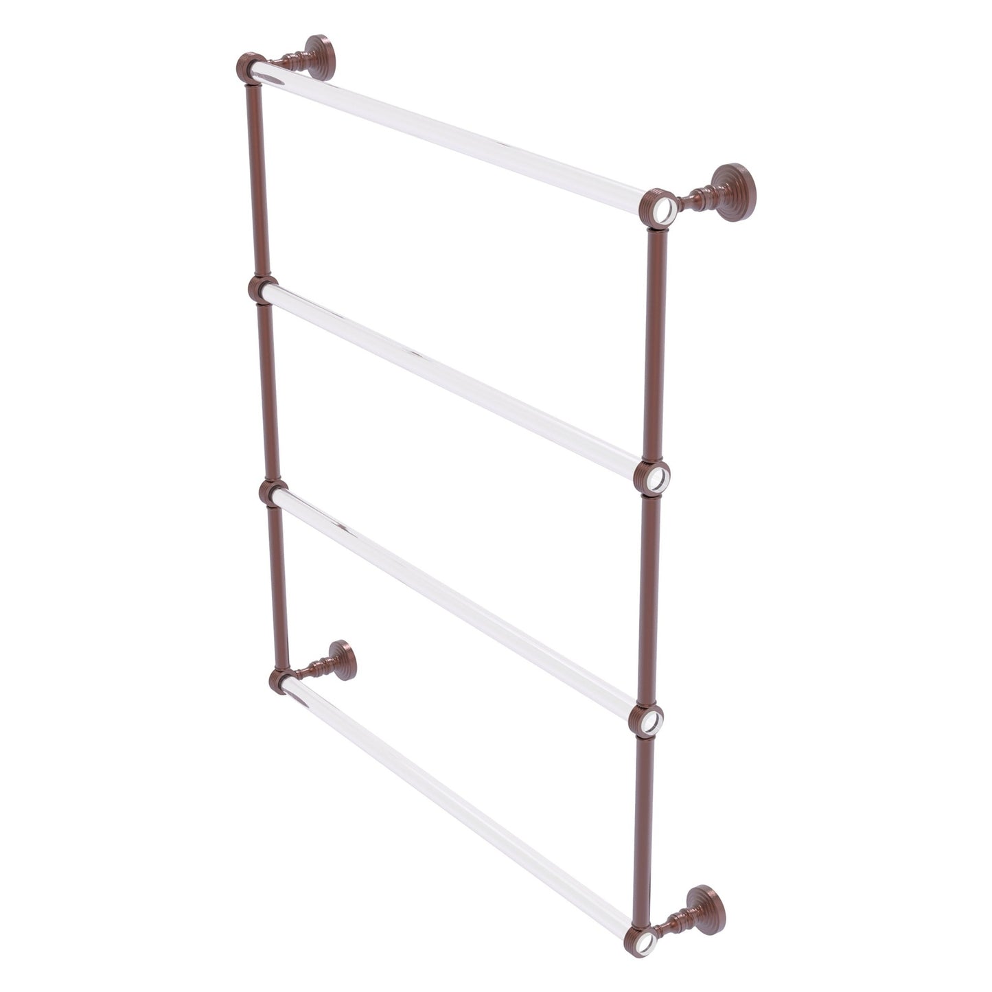 Allied Brass Pacific Grove 32.2" x 4.7" Antique Copper Solid Brass 4-Tier Ladder Towel Bar With Grooved Accents