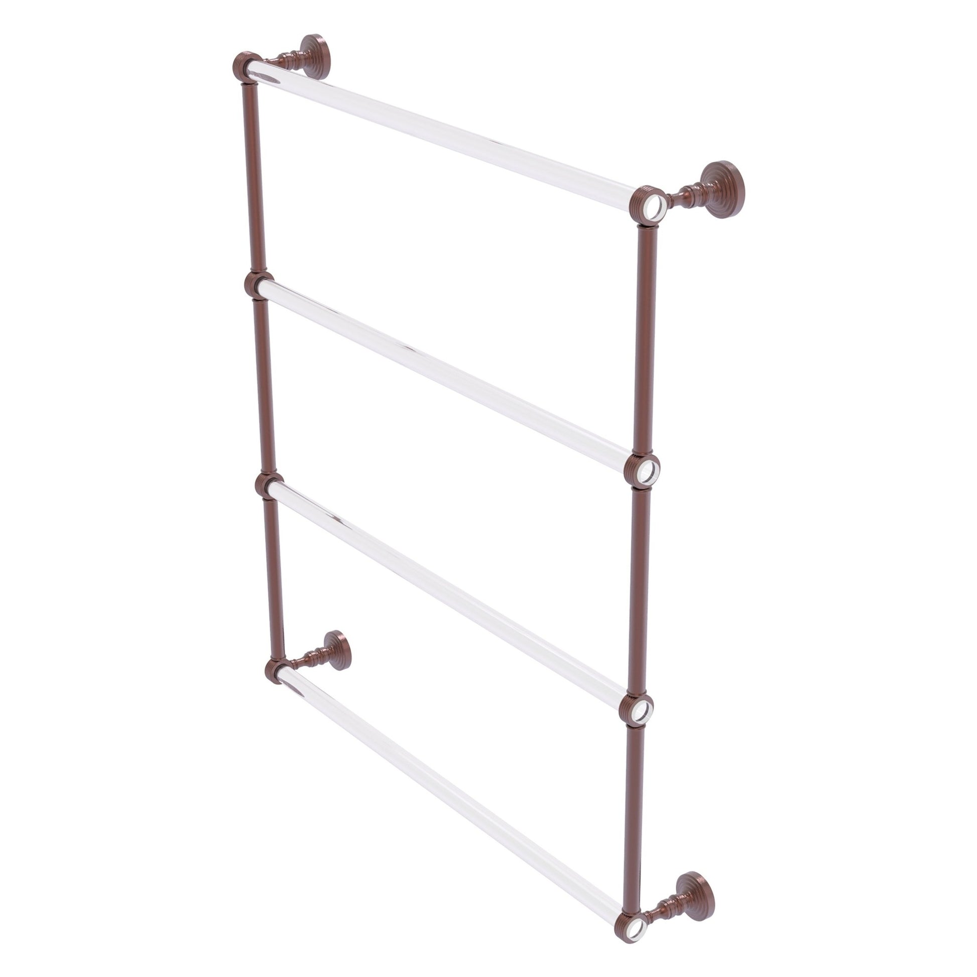 Allied Brass Pacific Grove 32.2" x 4.7" Antique Copper Solid Brass 4-Tier Ladder Towel Bar With Grooved Accents
