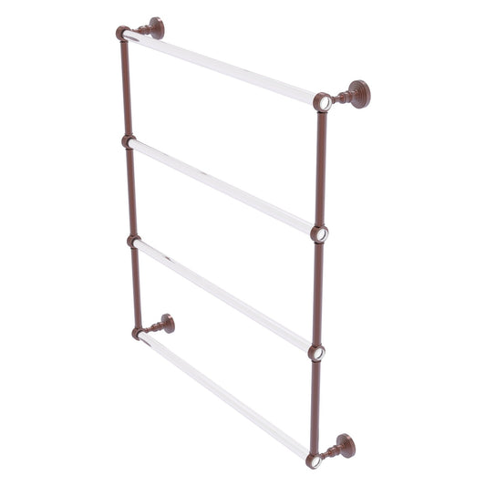 Allied Brass Pacific Grove 32.2" x 4.7" Antique Copper Solid Brass 4-Tier Ladder Towel Bar With Grooved Accents