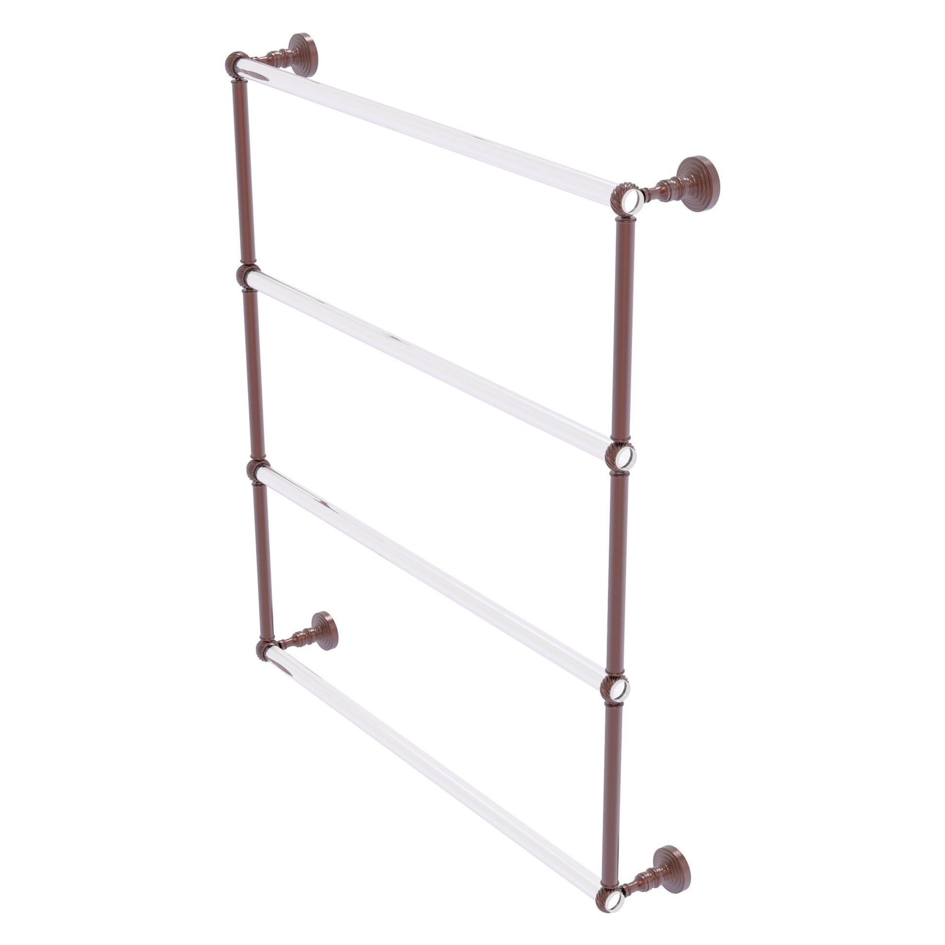 Allied Brass Pacific Grove 32.2" x 4.7" Antique Copper Solid Brass 4-Tier Ladder Towel Bar With Twisted Accents