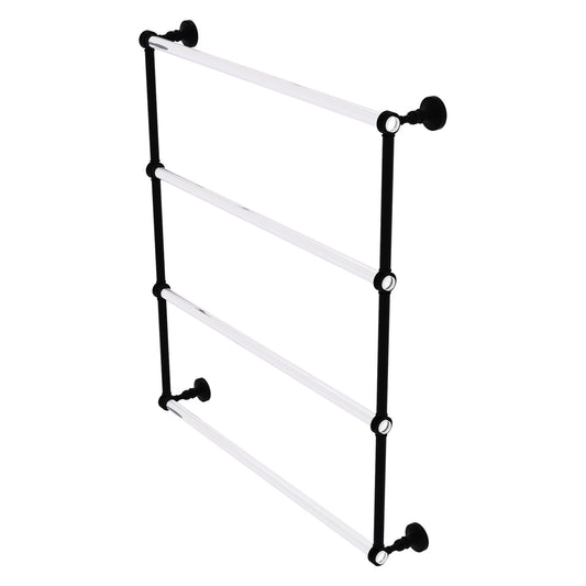 Allied Brass Pacific Grove 32.2" x 4.7" Matte Black Solid Brass 4-Tier Ladder Towel Bar With Dotted Accents