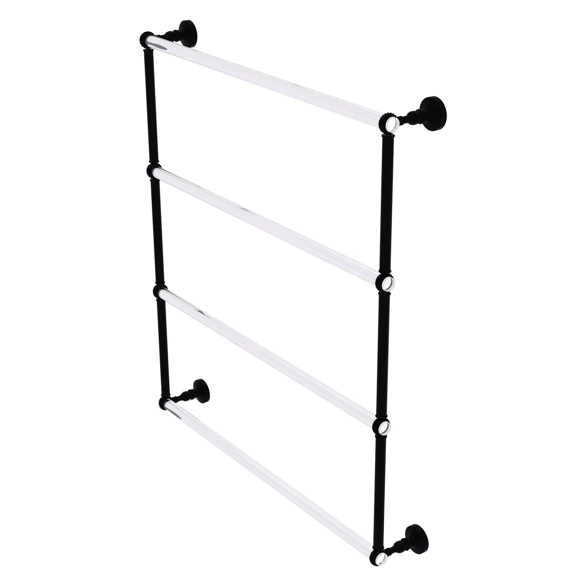 Allied Brass Pacific Grove 32.2" x 4.7" Matte Black Solid Brass 4-Tier Ladder Towel Bar With Twisted Accents