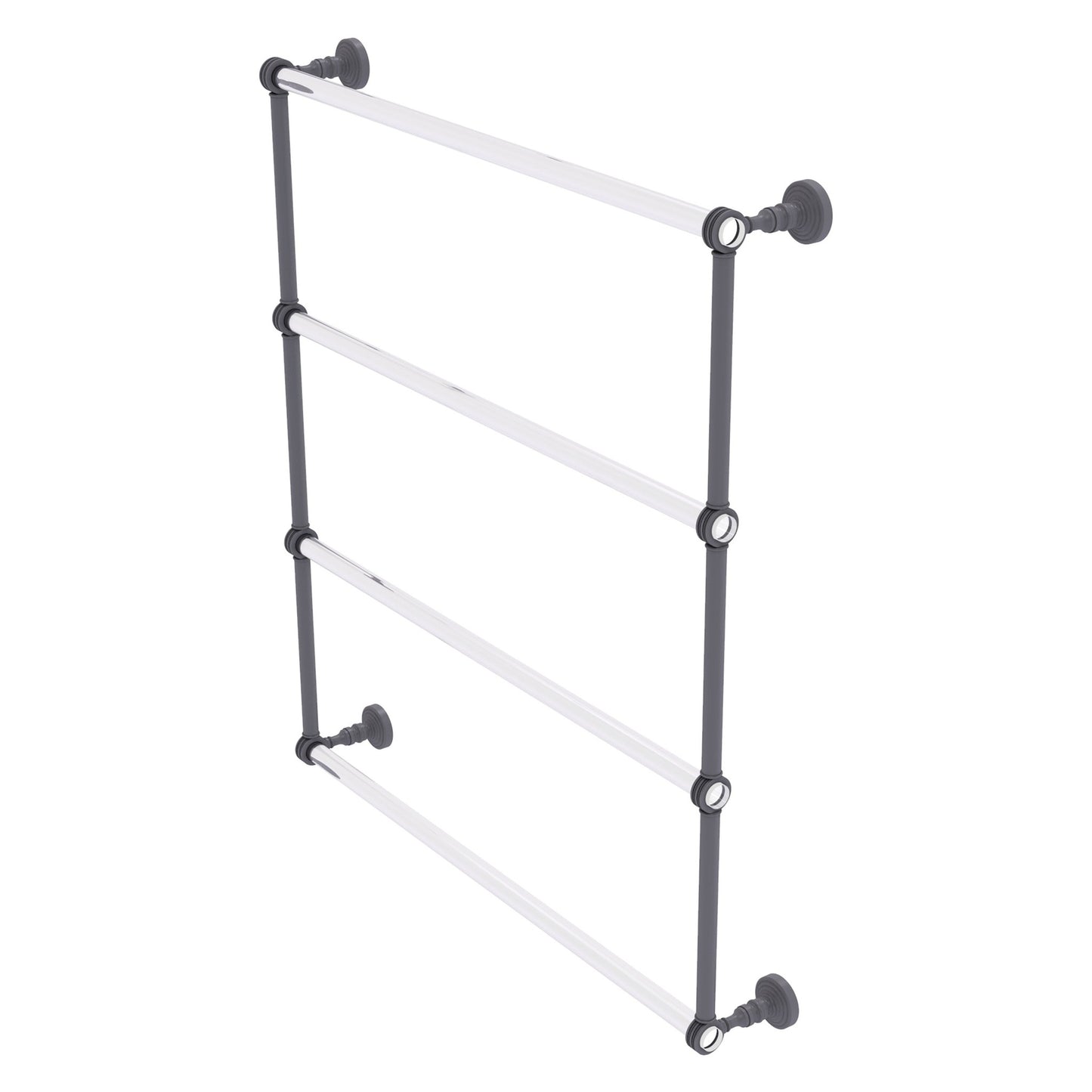 Allied Brass Pacific Grove 32.2" x 4.7" Matte Gray Solid Brass 4-Tier Ladder Towel Bar With Dotted Accents