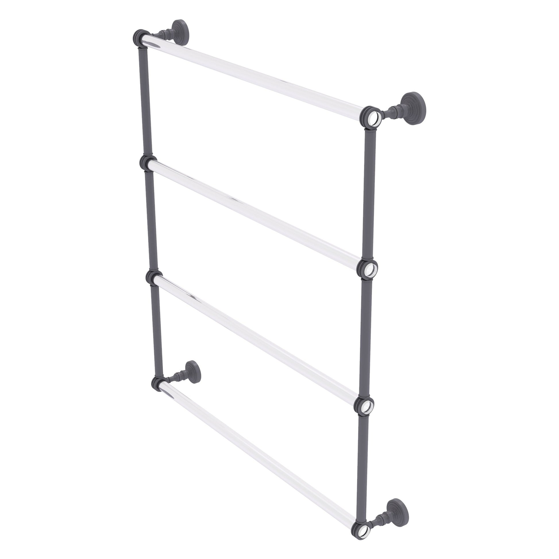 Allied Brass Pacific Grove 32.2" x 4.7" Matte Gray Solid Brass 4-Tier Ladder Towel Bar With Dotted Accents