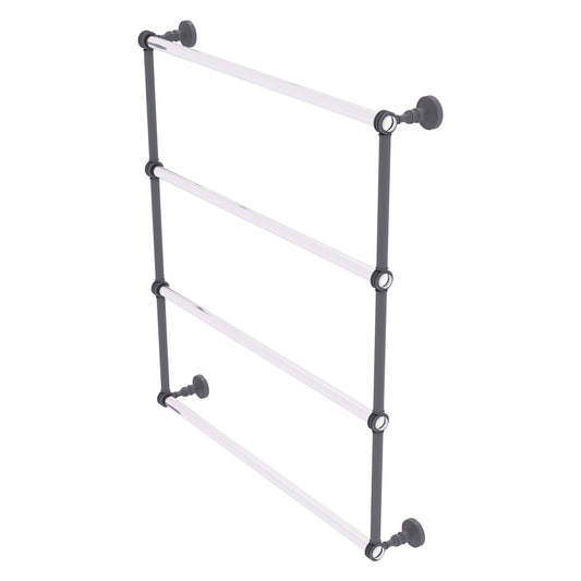 Allied Brass Pacific Grove 32.2" x 4.7" Matte Gray Solid Brass 4-Tier Ladder Towel Bar With Dotted Accents