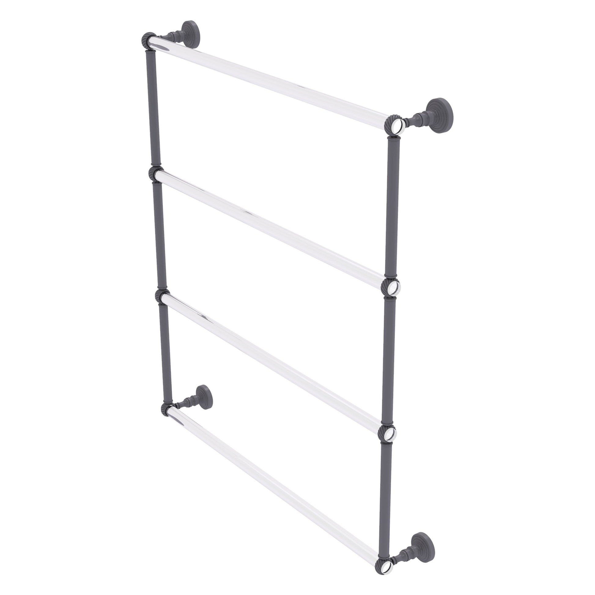 Allied Brass Pacific Grove 32.2" x 4.7" Matte Gray Solid Brass 4-Tier Ladder Towel Bar With Twisted Accents
