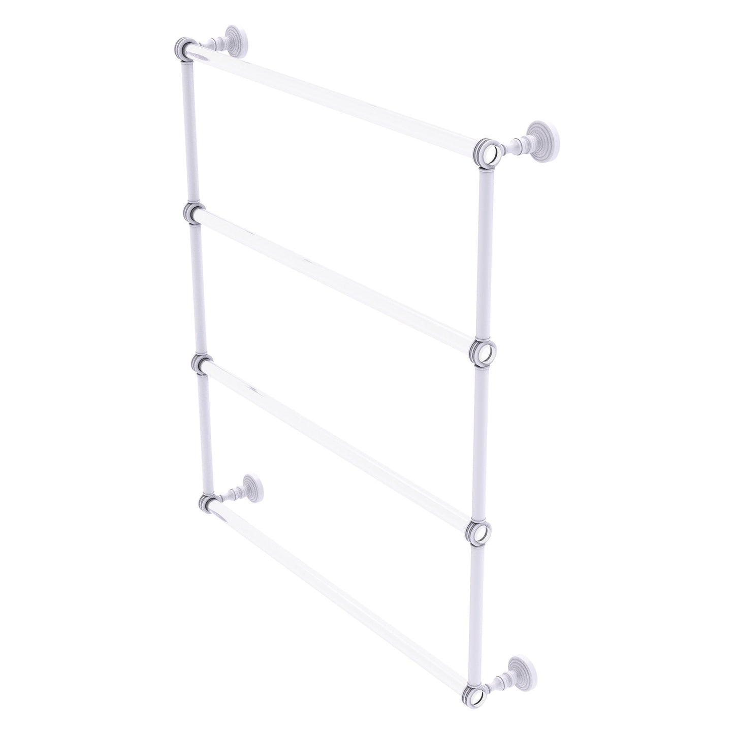 Allied Brass Pacific Grove 32.2" x 4.7" Matte White Solid Brass 4-Tier Ladder Towel Bar With Dotted Accents