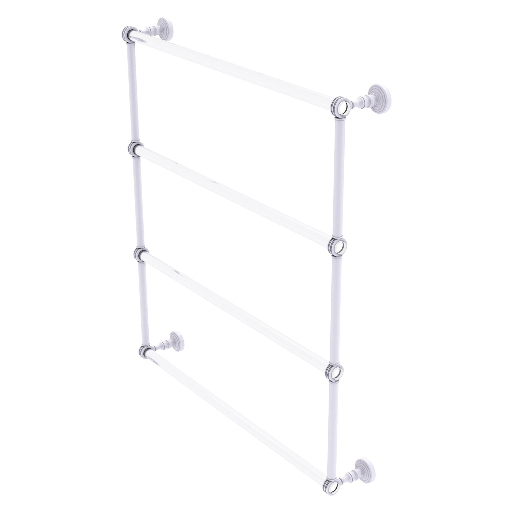 Allied Brass Pacific Grove 32.2" x 4.7" Matte White Solid Brass 4-Tier Ladder Towel Bar With Dotted Accents