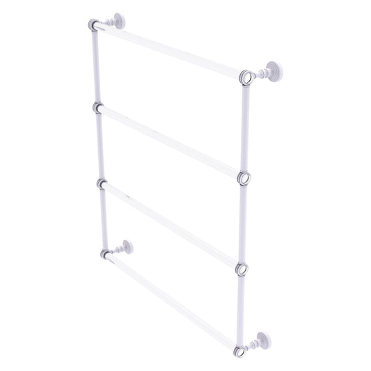 Allied Brass Pacific Grove 32.2" x 4.7" Matte White Solid Brass 4-Tier Ladder Towel Bar With Dotted Accents