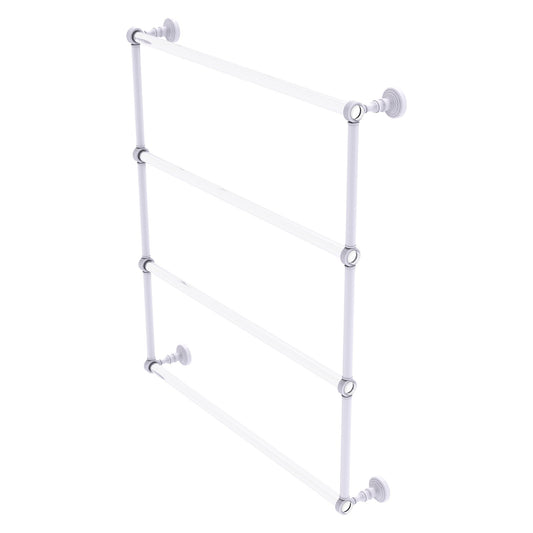 Allied Brass Pacific Grove 32.2" x 4.7" Matte White Solid Brass 4-Tier Ladder Towel Bar With Grooved Accents