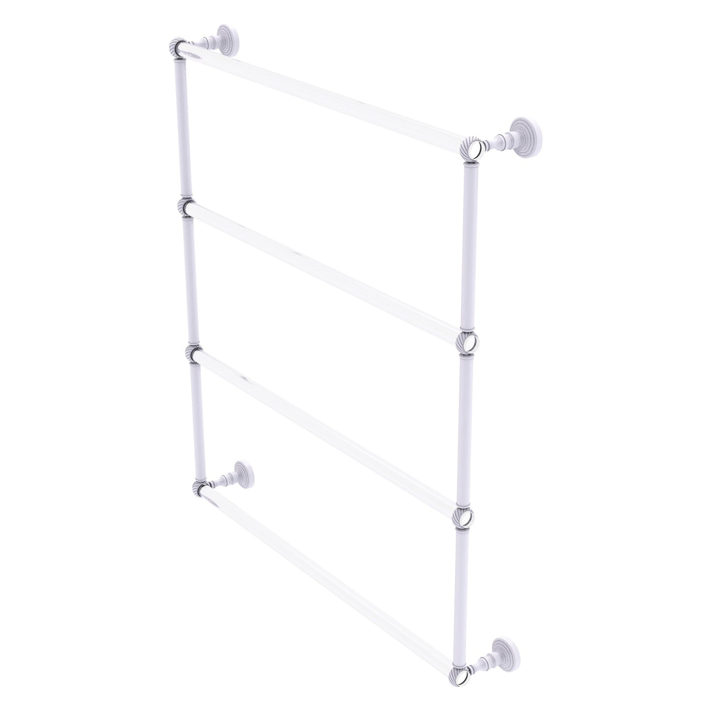 Allied Brass Pacific Grove 32.2" x 4.7" Matte White Solid Brass 4-Tier Ladder Towel Bar With Twisted Accents