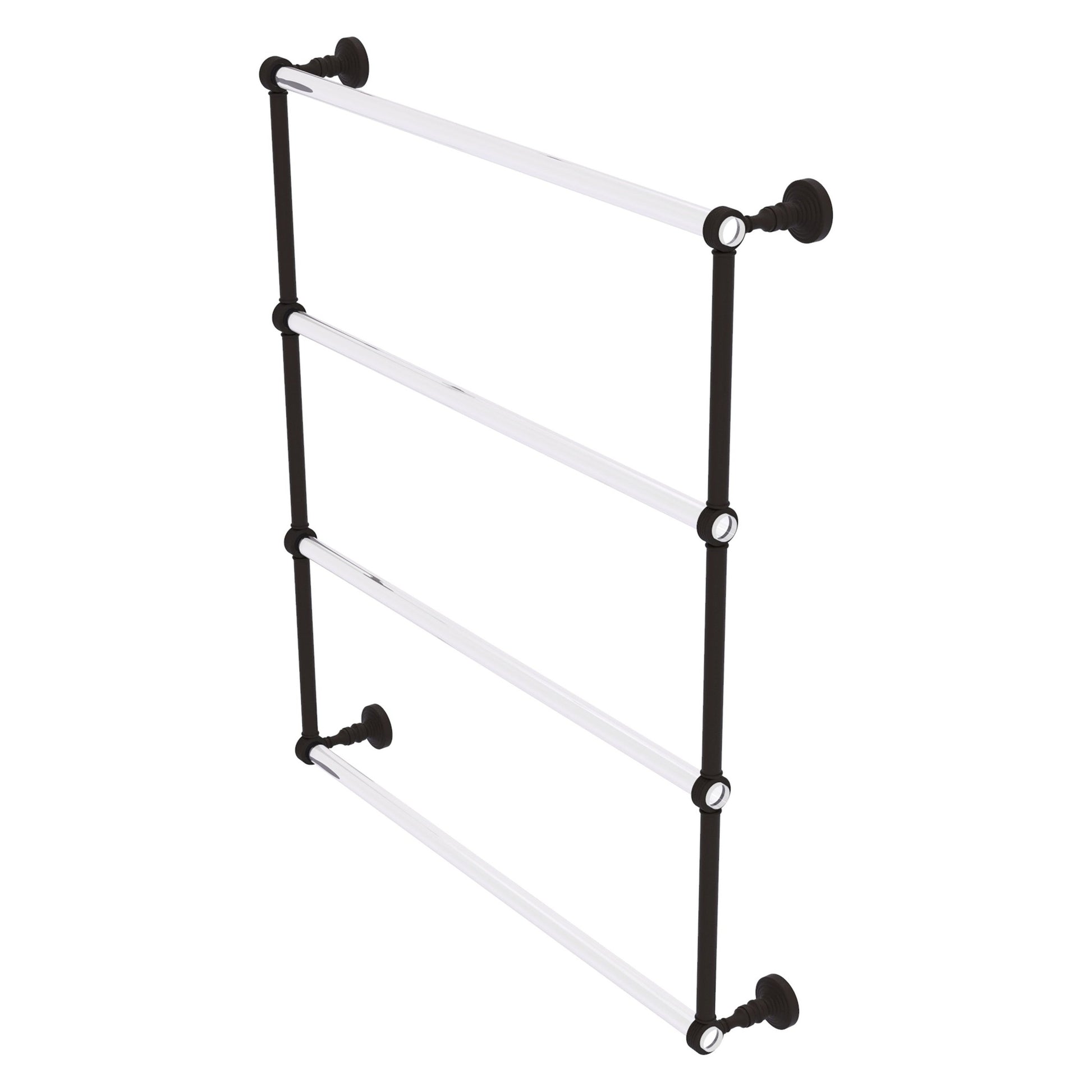 Allied Brass Pacific Grove 32.2" x 4.7" Oil Rubbed Bronze Solid Brass 4-Tier Ladder Towel Bar With Grooved Accents