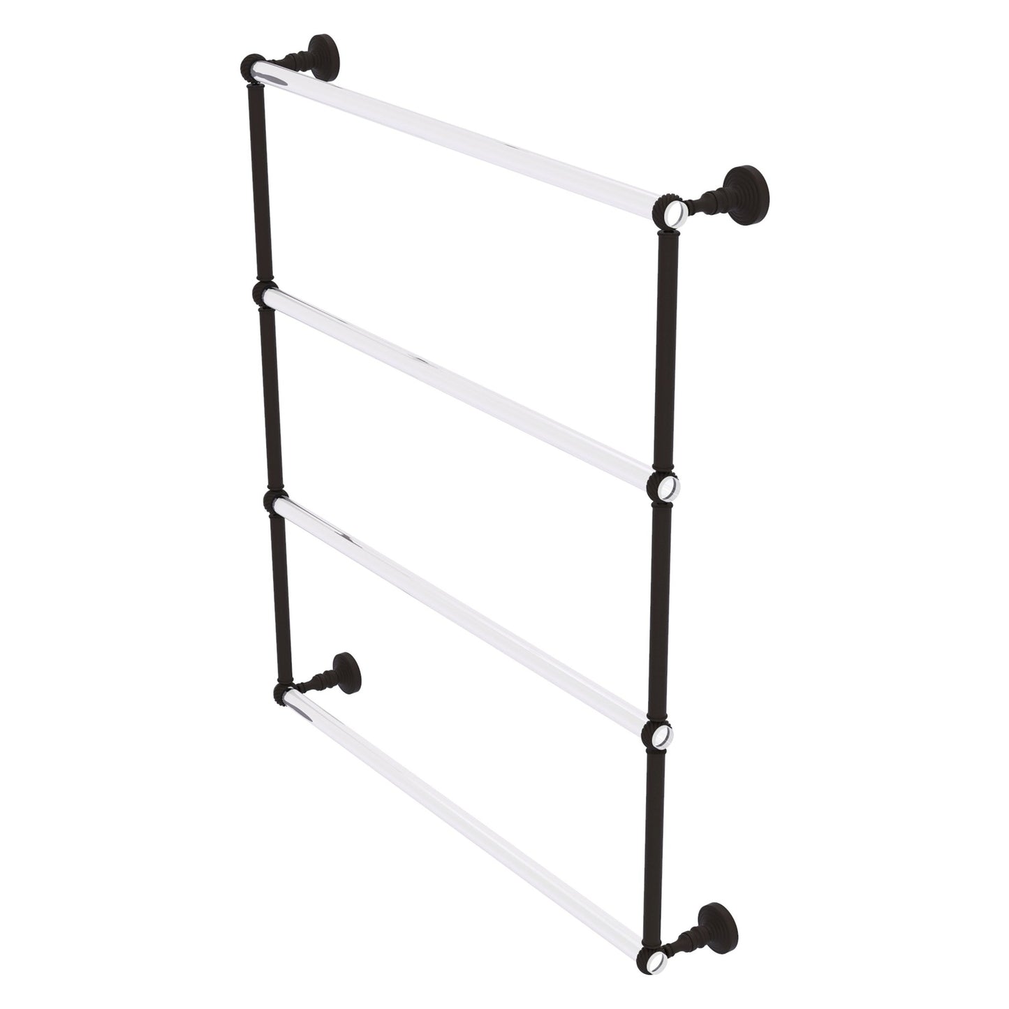 Allied Brass Pacific Grove 32.2" x 4.7" Oil Rubbed Bronze Solid Brass 4-Tier Ladder Towel Bar With Twisted Accents