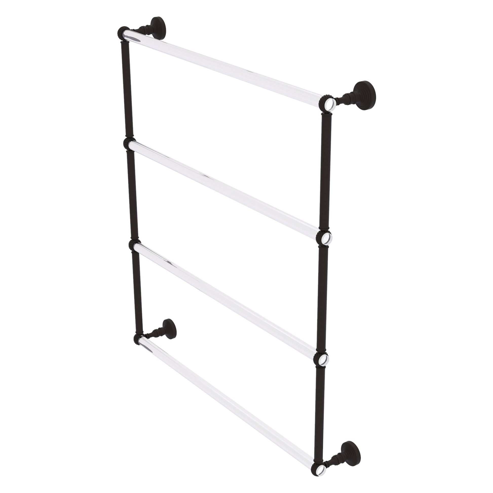 Allied Brass Pacific Grove 32.2" x 4.7" Oil Rubbed Bronze Solid Brass 4-Tier Ladder Towel Bar With Twisted Accents