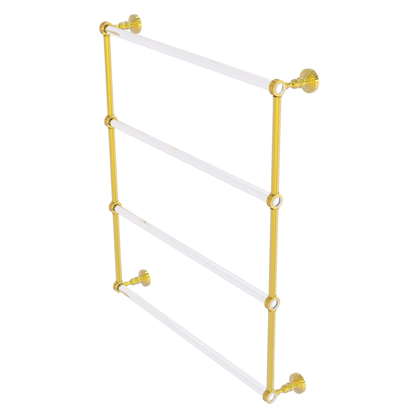 Allied Brass Pacific Grove 32.2" x 4.7" Polished Brass Solid Brass 4-Tier Ladder Towel Bar With Dotted Accents