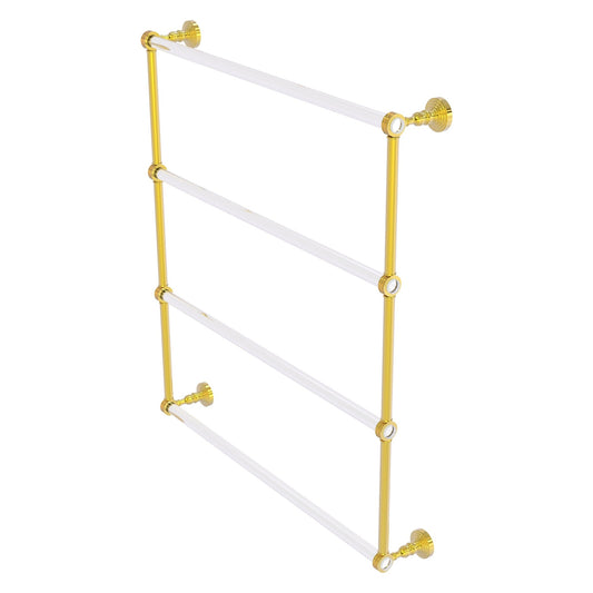 Allied Brass Pacific Grove 32.2" x 4.7" Polished Brass Solid Brass 4-Tier Ladder Towel Bar With Dotted Accents