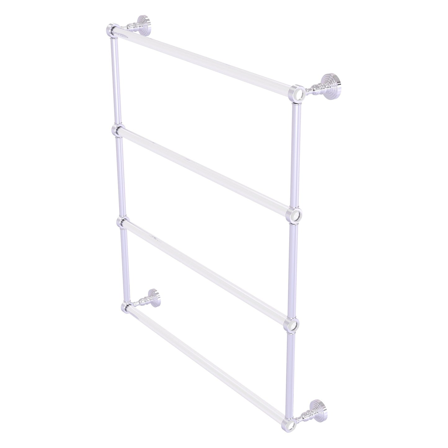 Allied Brass Pacific Grove 32.2" x 4.7" Polished Chrome Solid Brass 4-Tier Ladder Towel Bar With Grooved Accents