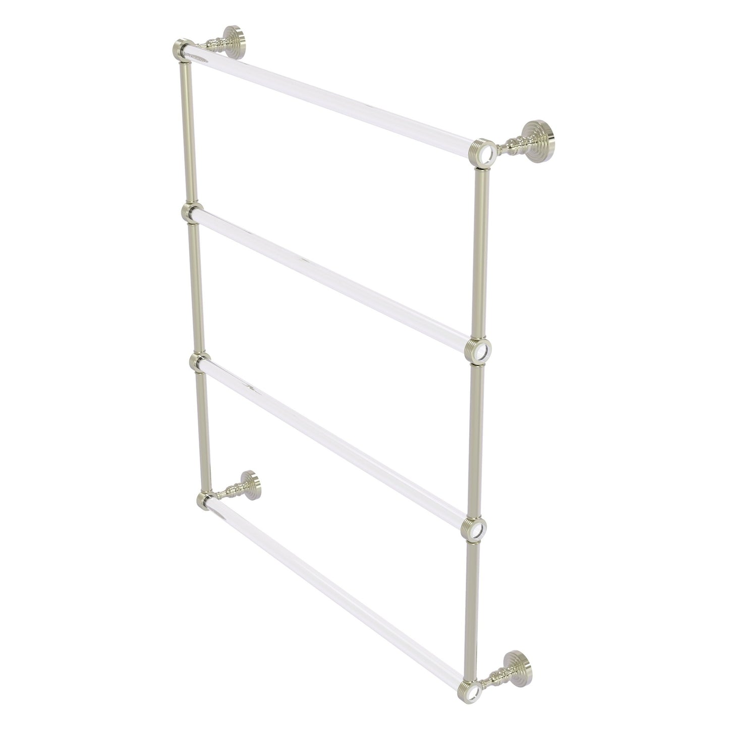 Allied Brass Pacific Grove 32.2" x 4.7" Polished Nickel Solid Brass 4-Tier Ladder Towel Bar With Grooved Accents